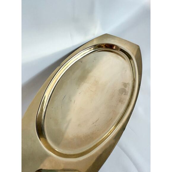 Vintage Kromex Brass Tray w/ Handles 10"x4.5" Trinket or Serving USA Made - Picture 6 of 7